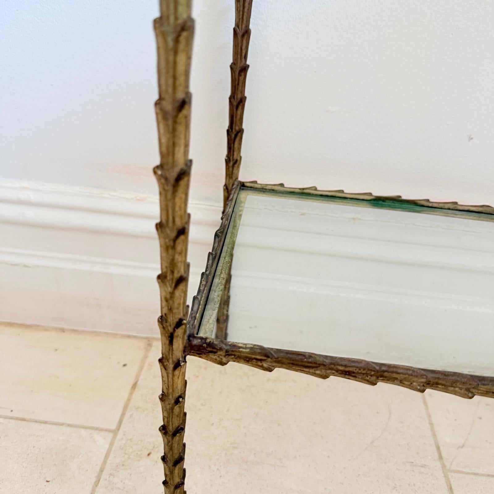 French 60's Small  Two Tier Console Table In Brass By Mison  Bagues In Good Condition For Sale In London, GB