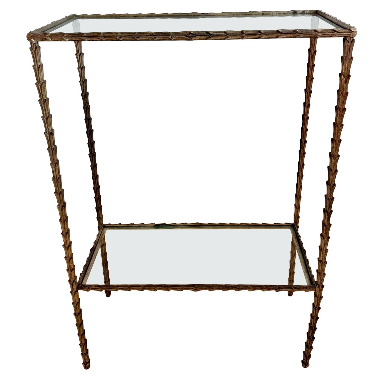 French 60's Small  Two Tier Console Table In Brass By Mison  Bagues For Sale