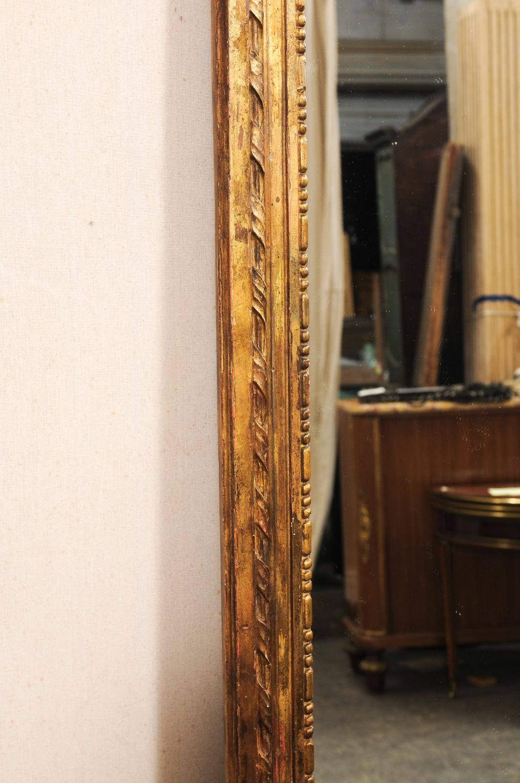 Francés 7 Pies Espejo alto dorado con adornos bellamente tallados, S. XIX en venta 5