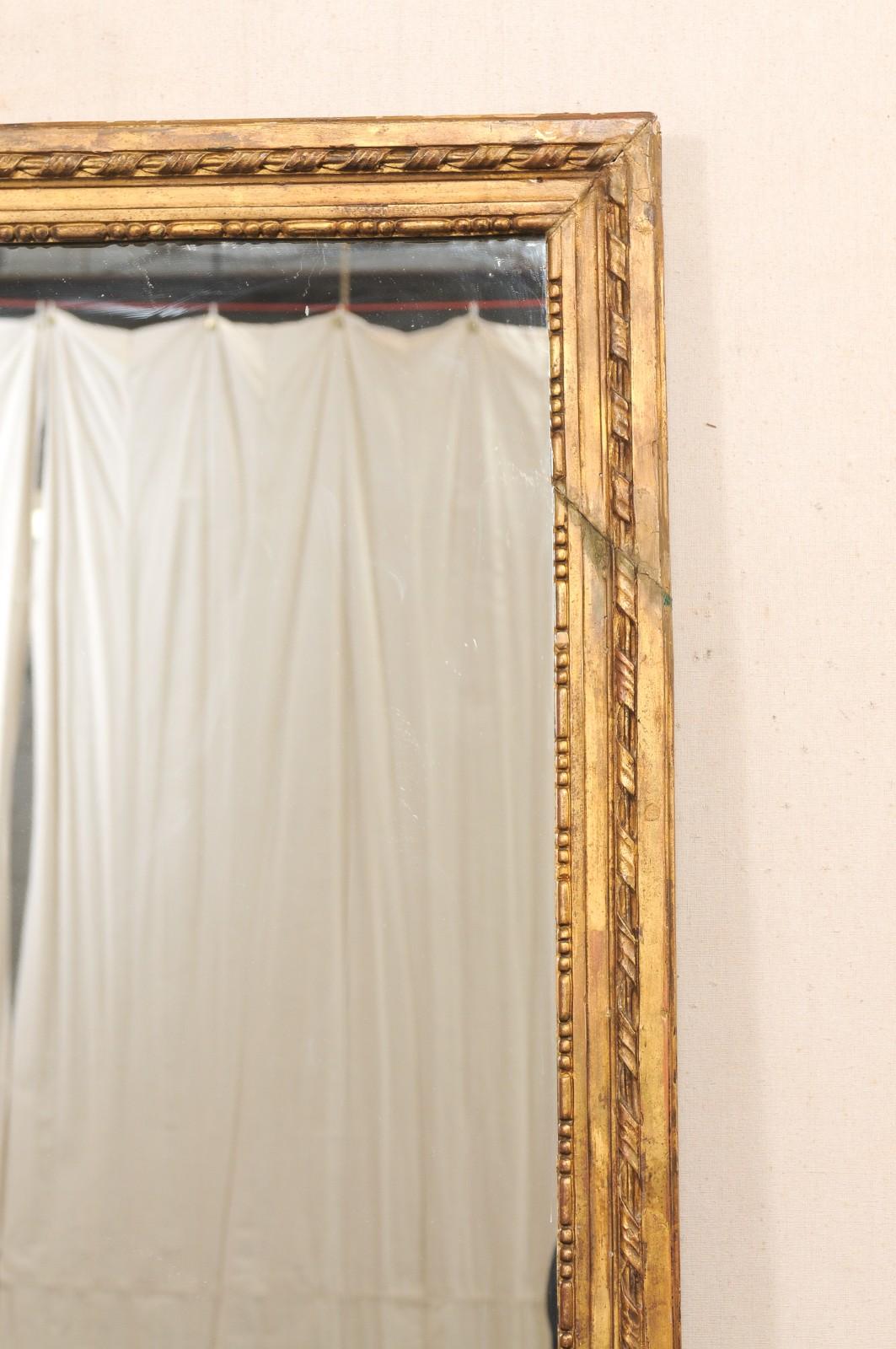 Francés 7 Pies Espejo alto dorado con adornos bellamente tallados, S. XIX en venta 2