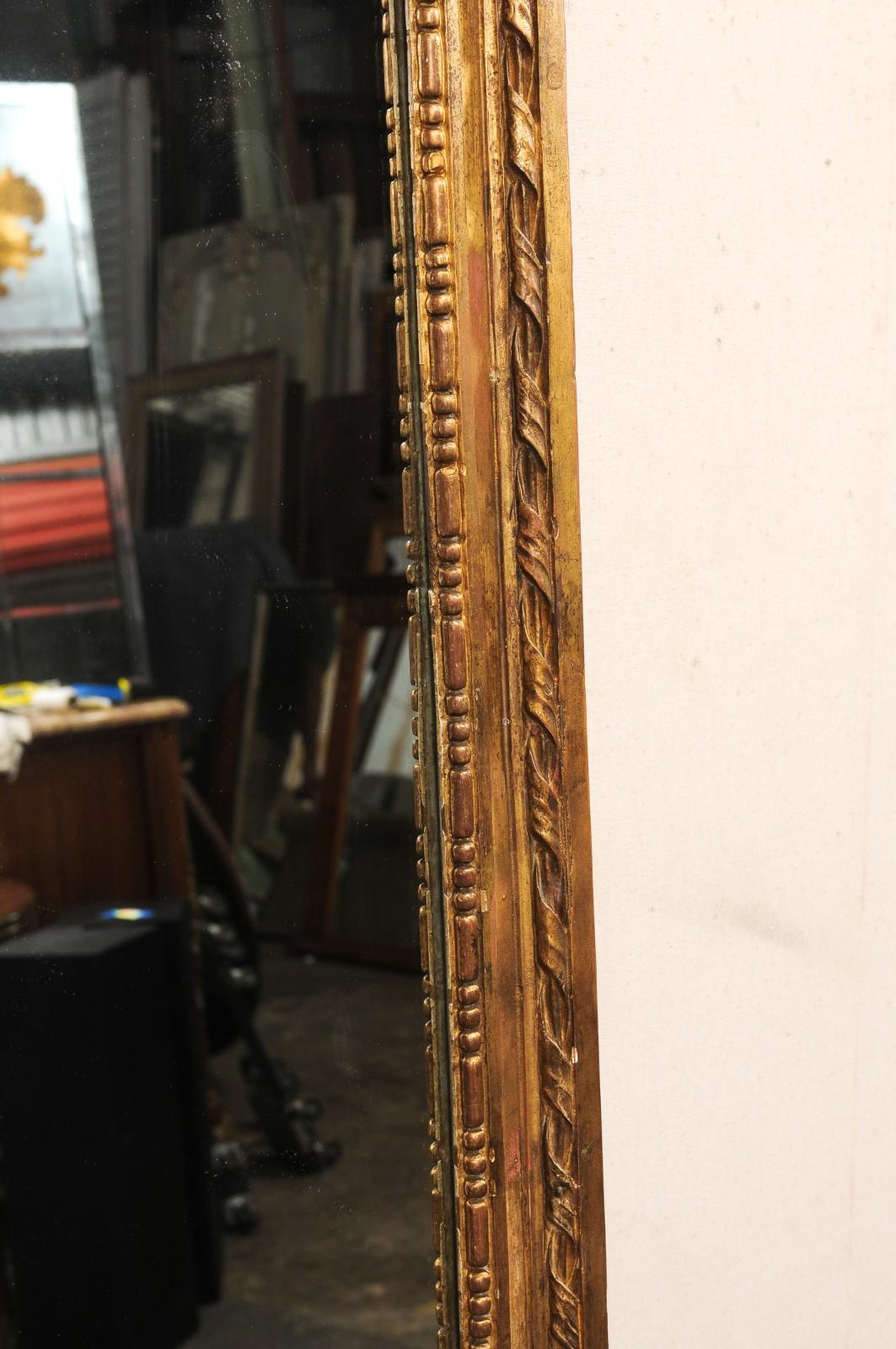 Francés 7 Pies Espejo alto dorado con adornos bellamente tallados, S. XIX en venta 4