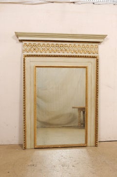 French 7 Ft Tall Over-Mantle Mirror w/Nicely Appointed Gilt Accents