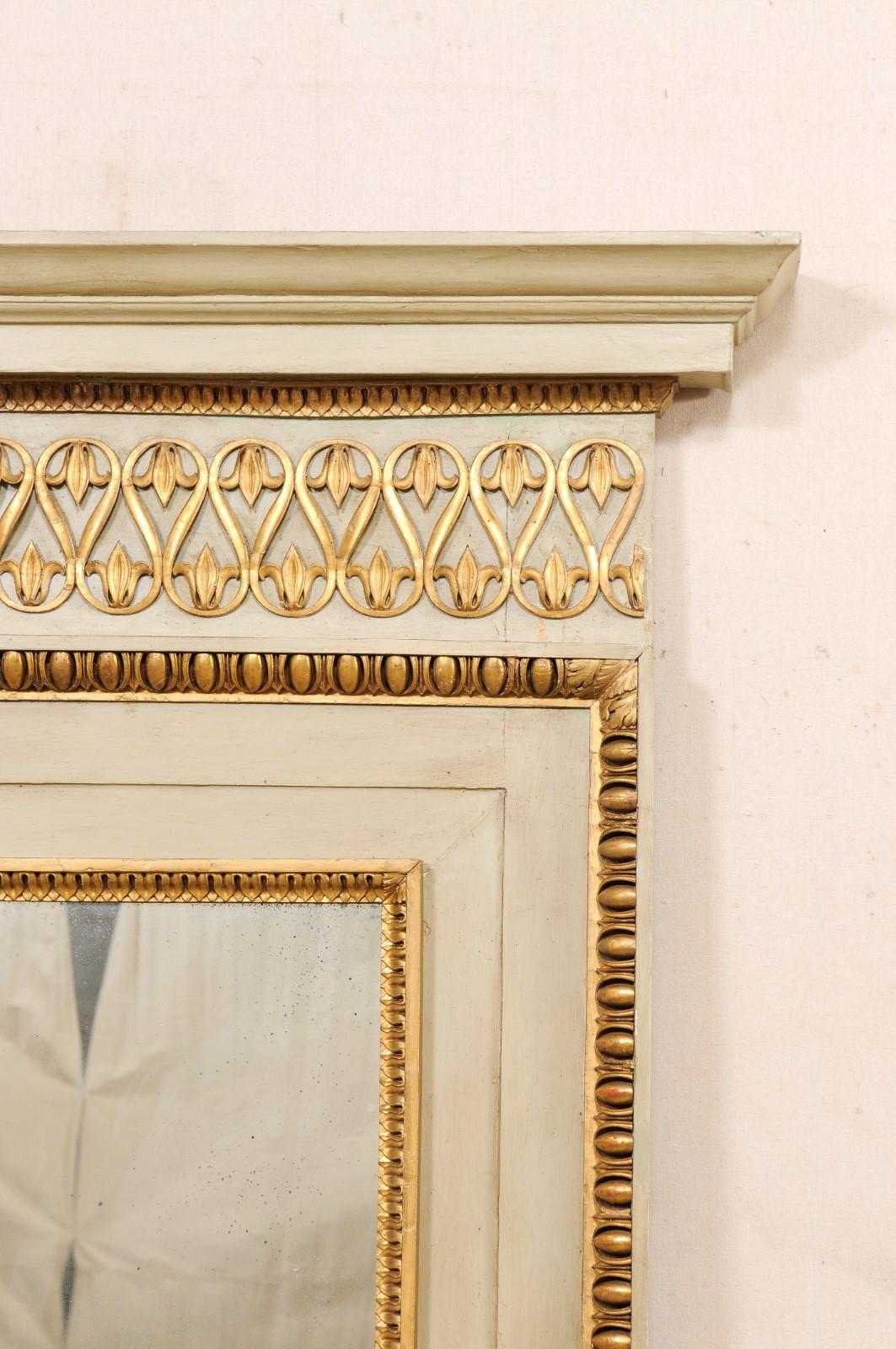 French 7 Ft Tall Over-Mantle Mirror w/Nicely Appointed Gilt Accents For Sale 2