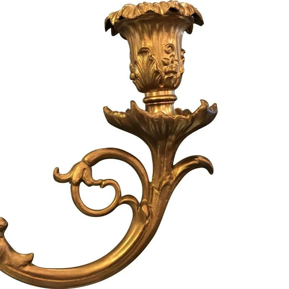 French Provincial French 7 Light Bronze Candelabras, a Pair For Sale