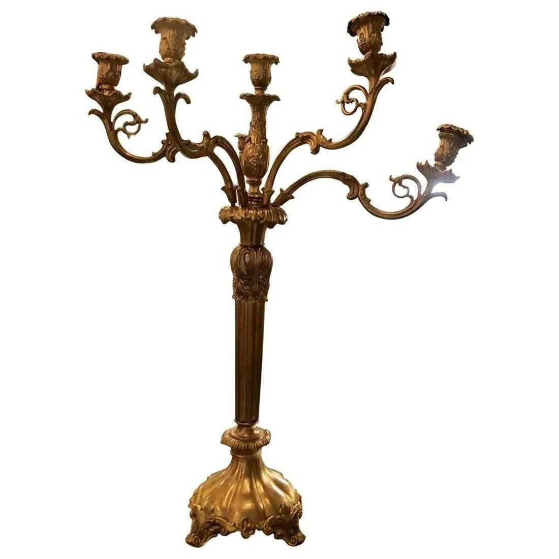 French 7 Light Bronze Candelabras, a Pair In Good Condition For Sale In Pasadena, CA