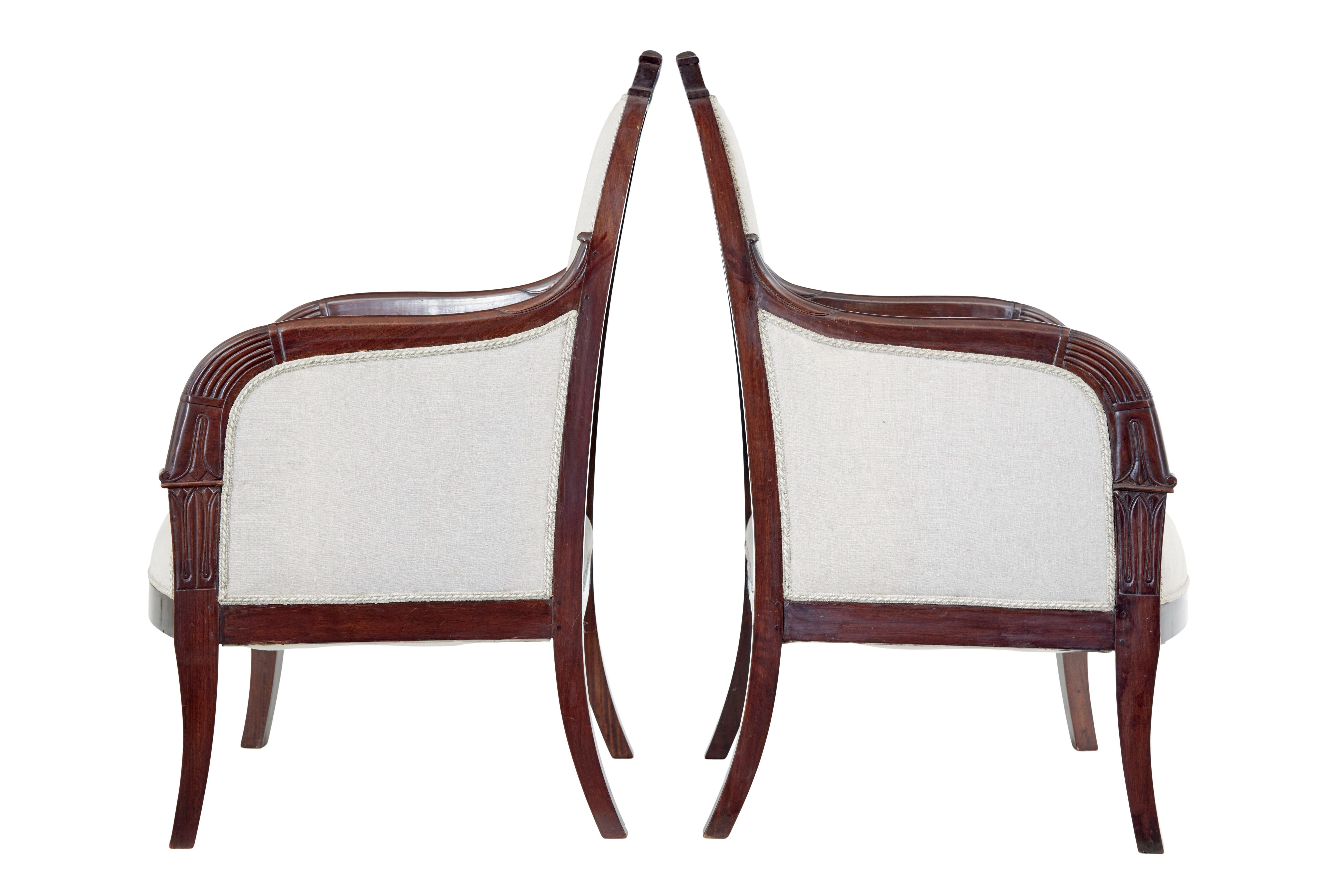 19th Century French 7 piece 19th century empire mahogany salon suite For Sale
