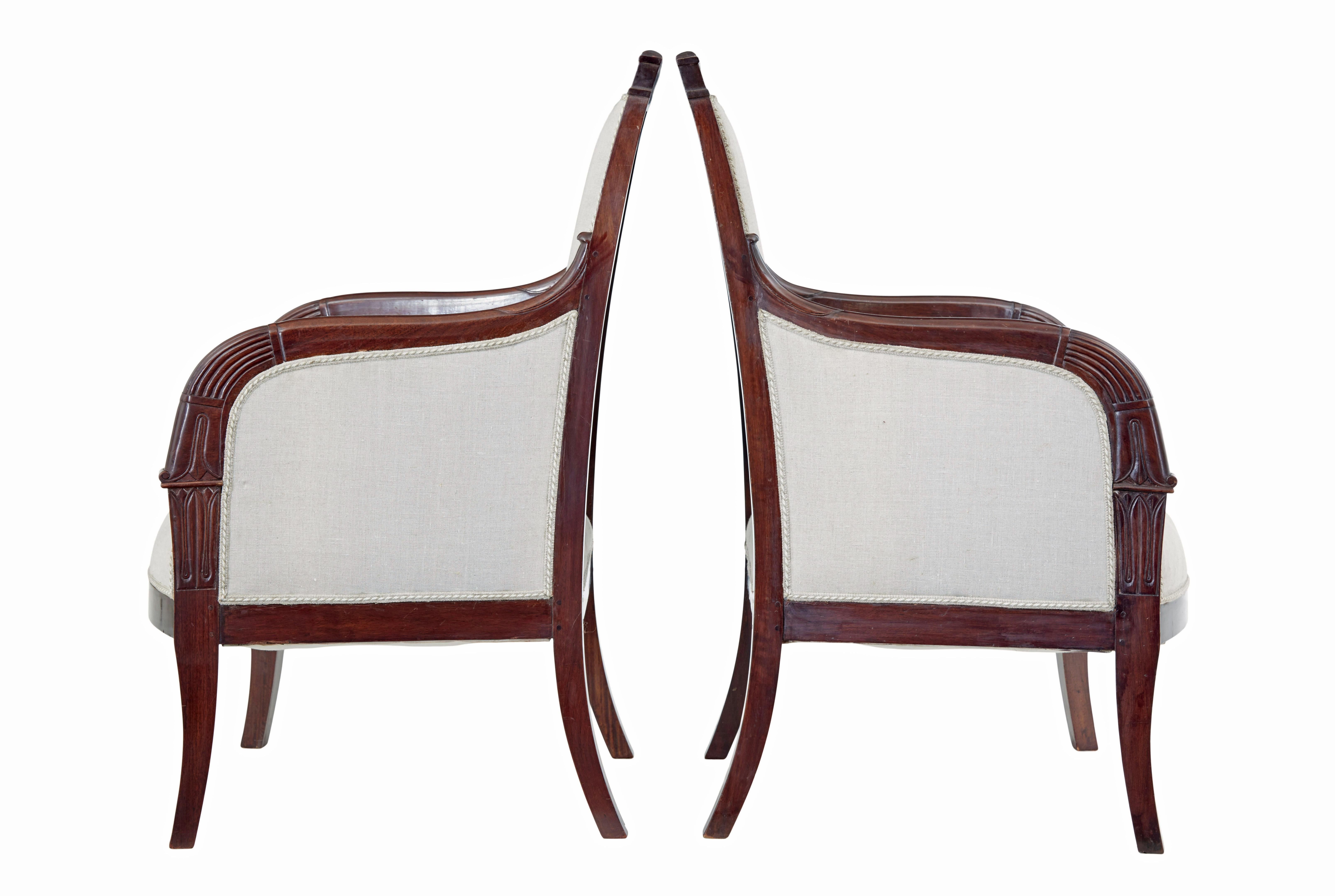 Ensemble de salon français 7 pièces en acajou de style empire du 19e siècle Bon état - En vente à Debenham, Suffolk