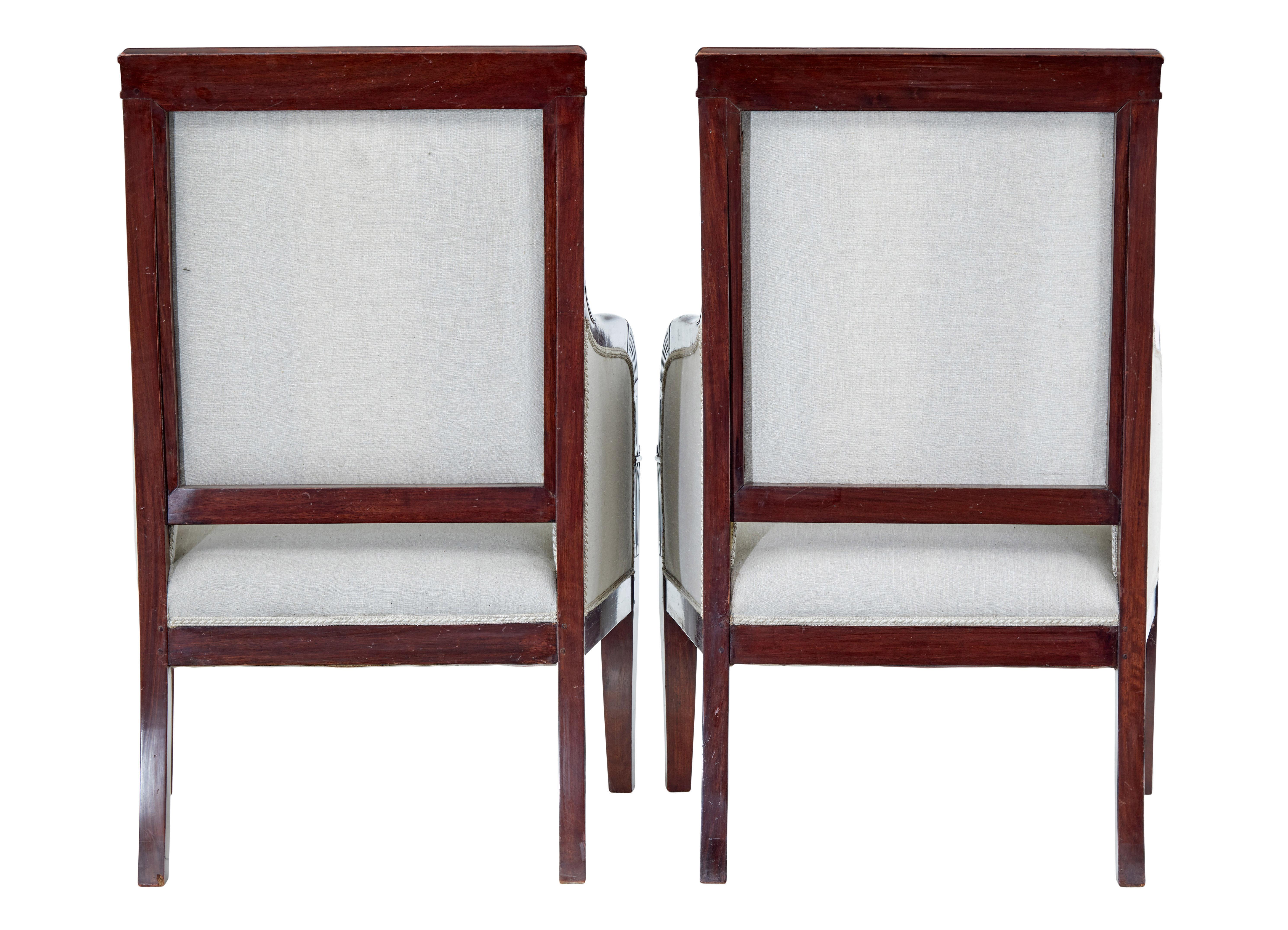 XIXe siècle Ensemble de salon français 7 pièces en acajou de style empire du 19e siècle en vente