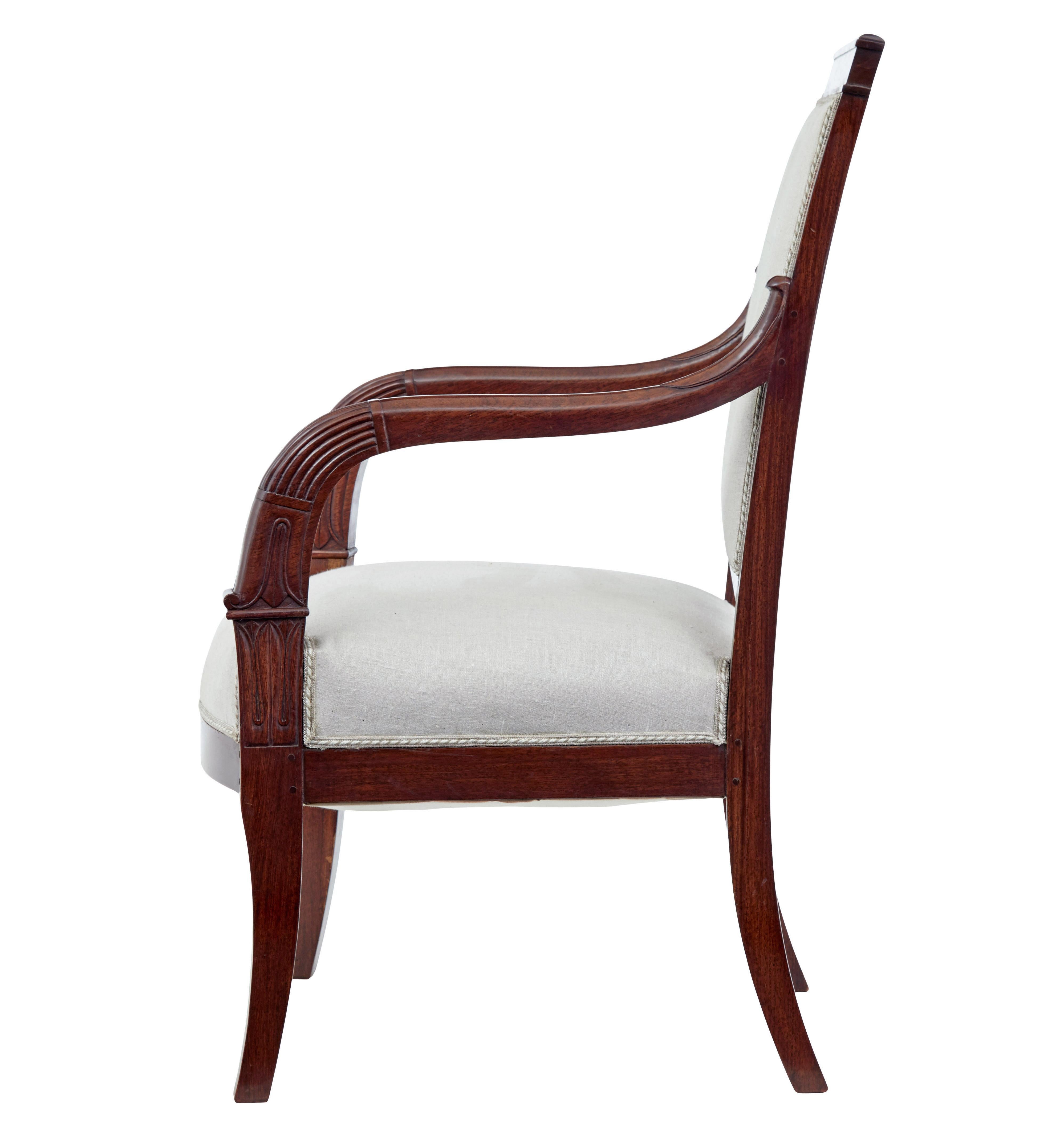 Ensemble de salon français 7 pièces en acajou de style empire du 19e siècle en vente 1