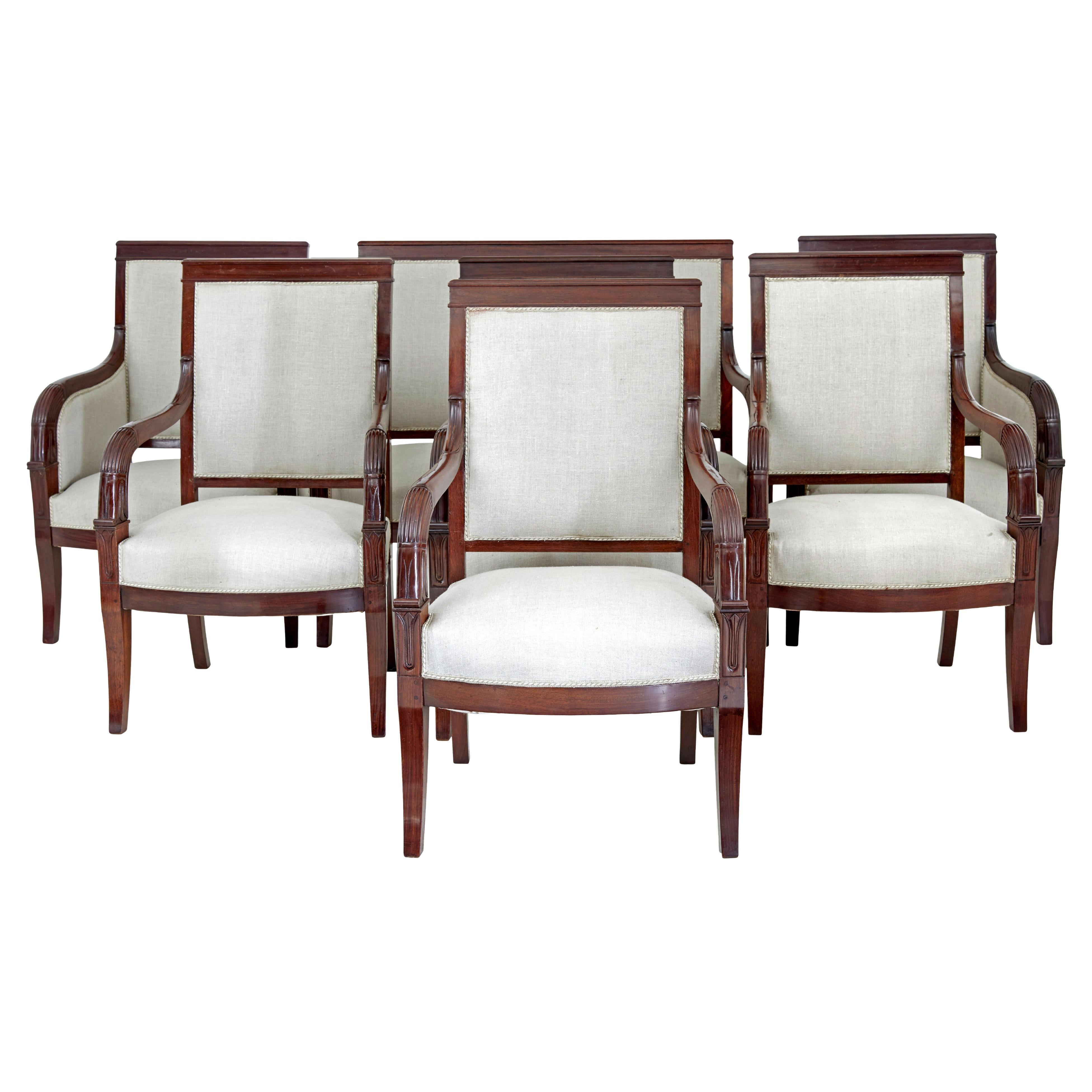 Ensemble de salon français 7 pièces en acajou de style empire du 19e siècle en vente