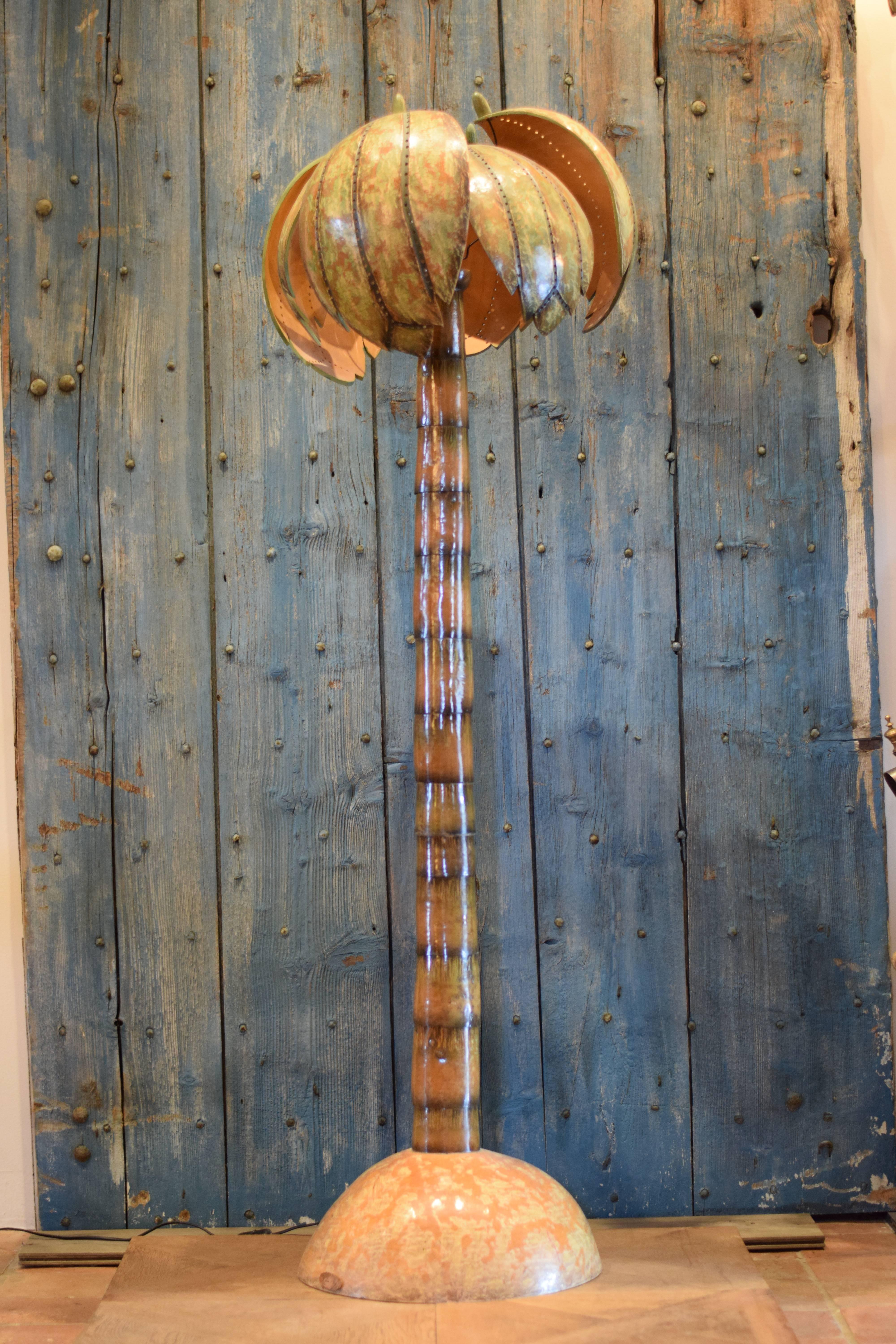 Brutalist French 1970s Design Palm Tree Floor Lamp by Valérie Ray