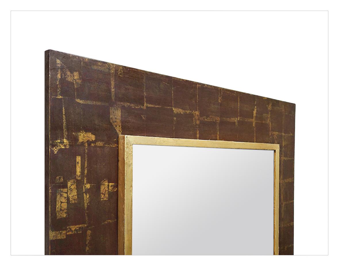 Bois doré Miroir Mural Français des Années 1970, Bois Doré et Couleurs Brunes, vers 1970 en vente