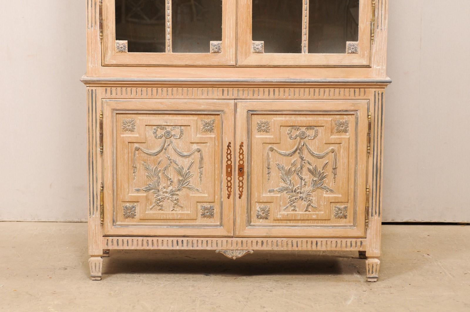 Wood French 7.25 Ft Tall Buffet à Deux-Corps w/ Nice Trim & Neoclassical Influences
