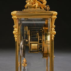 French 8-Day Striking Four Glass Ormolu Clock by Samuel Marti, Paris