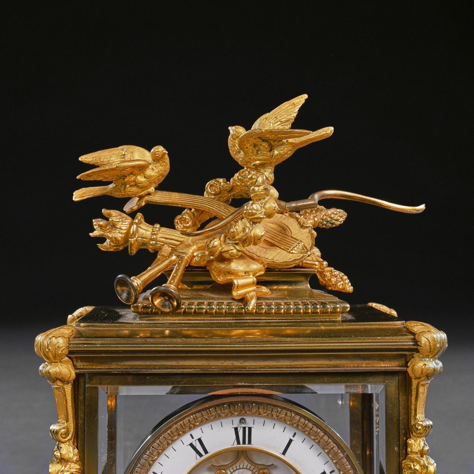 French 8-Day Striking Four Glass Ormolu Clock by Samuel Marti, Paris 4