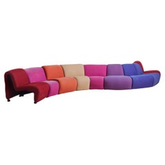 French 9-Piece Serpentine Sectional Sofa Attributed to Étienne Fermigier, 1970s