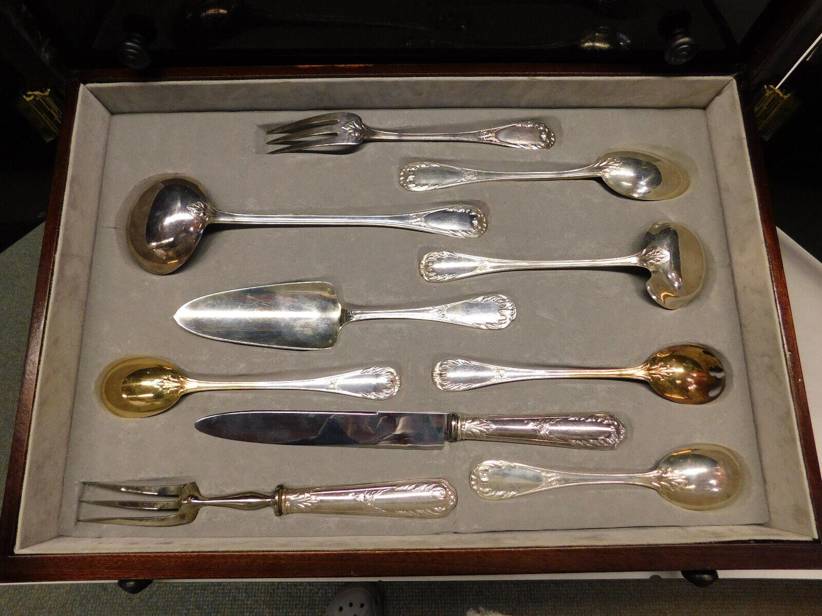 French 950 Sterling Silver Flatware Set Service 175 Pieces in Large Fitted Chest For Sale 1