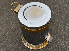 French A de P, 1980´s exclusive art deco trash can in chrome and brass