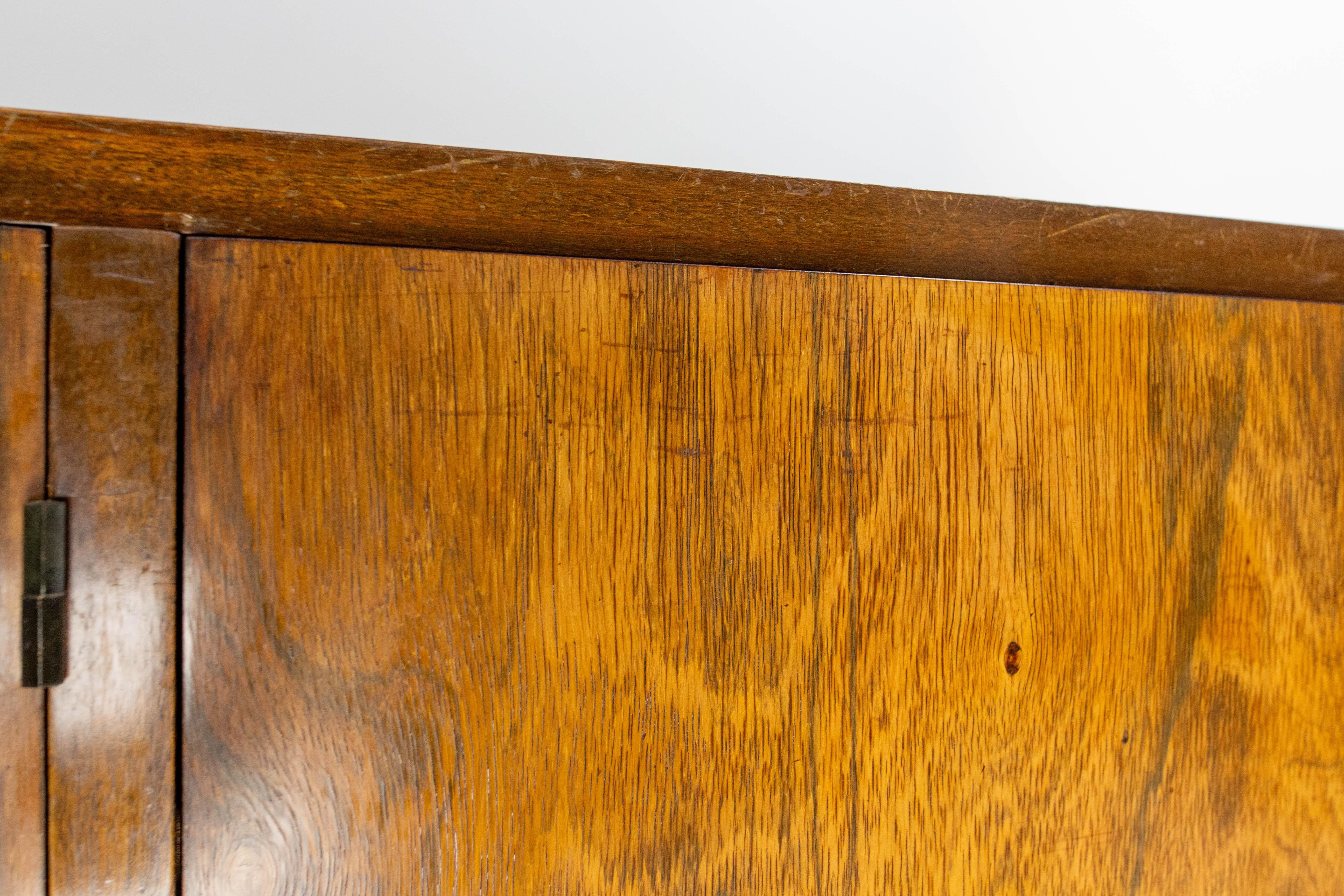 French A Deco Dressing Armoire Beveled Mirror Many Drawers & Shelves, circa 1930 For Sale 8