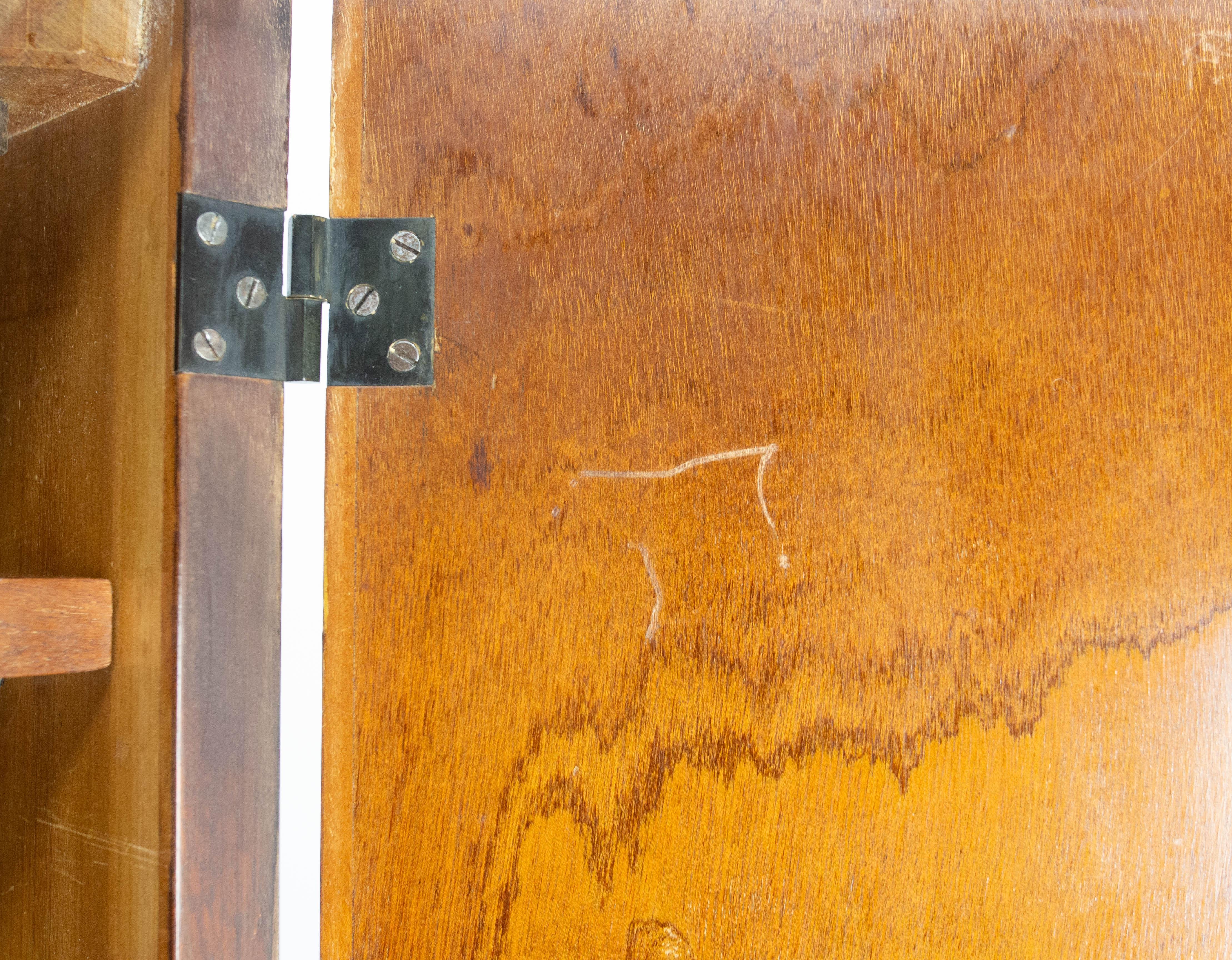 French A Deco Dressing Armoire Beveled Mirror Many Drawers & Shelves, circa 1930 For Sale 9