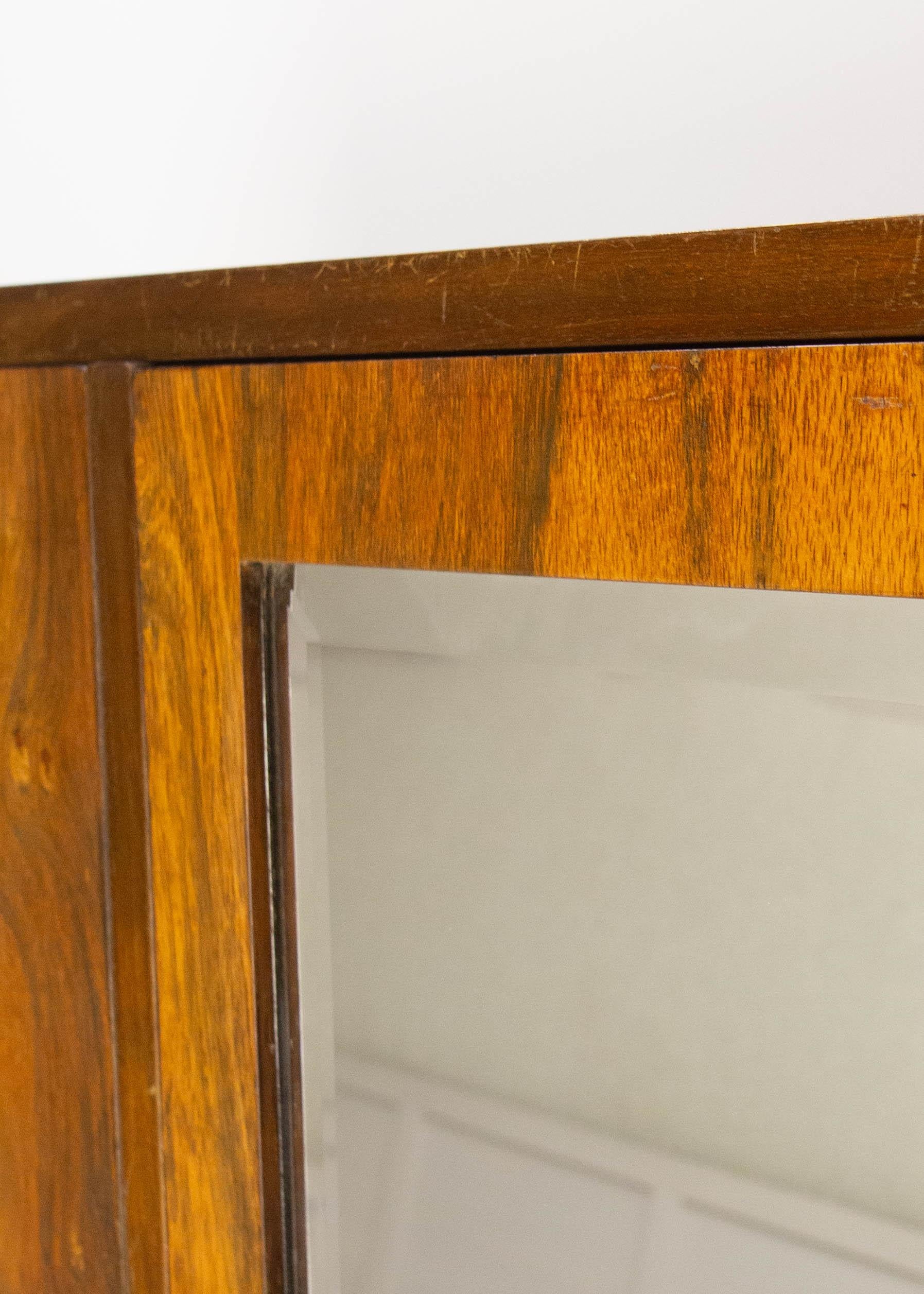 Brass French A Deco Dressing Armoire Beveled Mirror Many Drawers & Shelves, circa 1930 For Sale