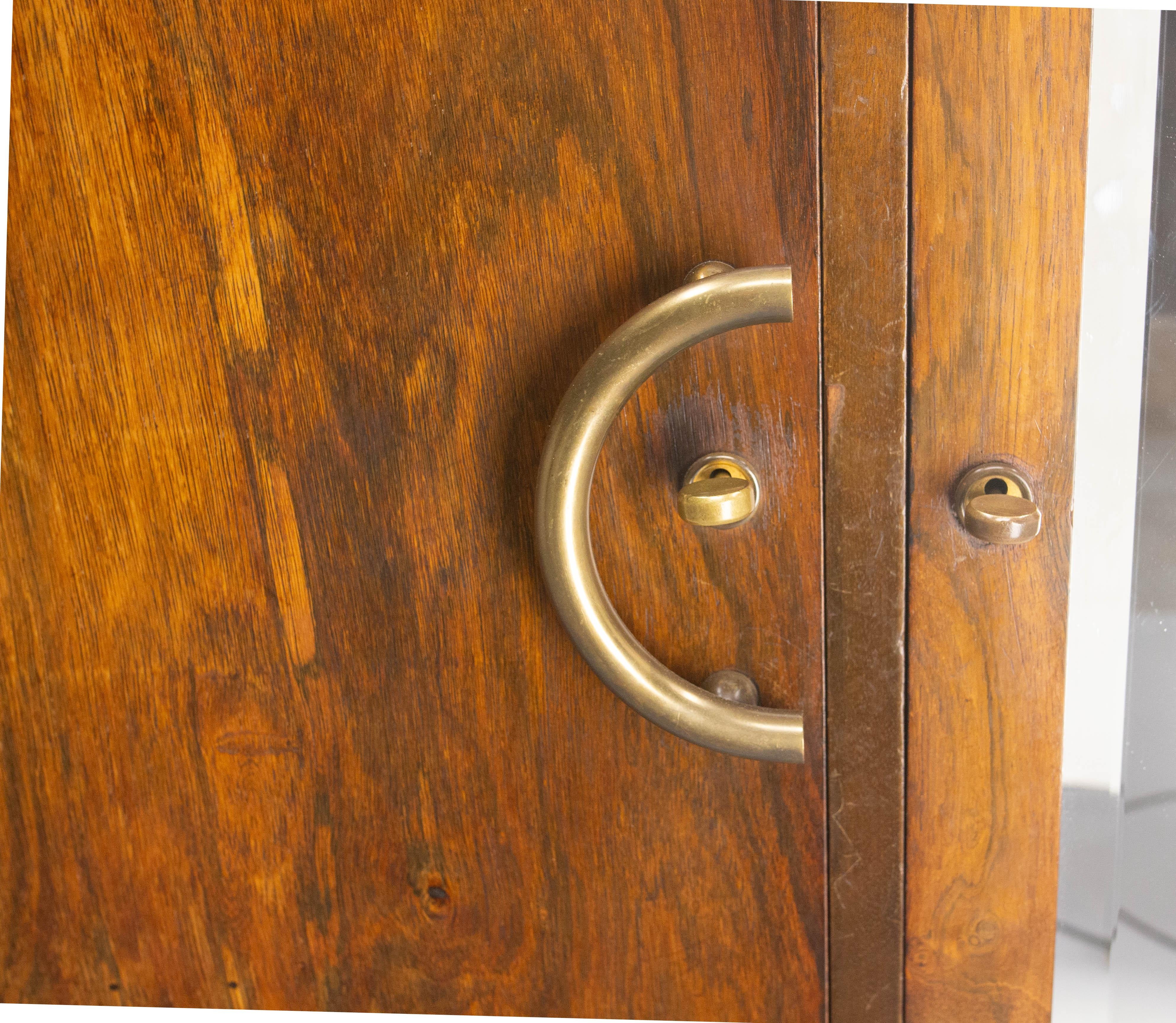 French A Deco Dressing Armoire Beveled Mirror Many Drawers & Shelves, circa 1930 For Sale 1