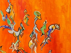 Bright & Colorful French Abstract Oil Painting Amazing Shapes & Colors