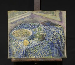 Mid 20th Century French Post-Impressionist Oil Kitchen Table Interior Still Life
