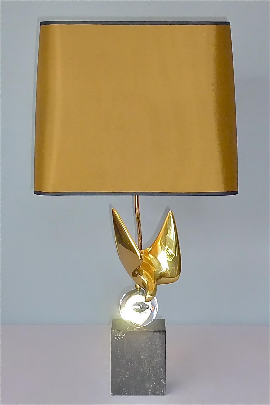French Abstract Bird Sculptural Signed Bronze Table Lamp by Philippe Jean 55/300 For Sale 9