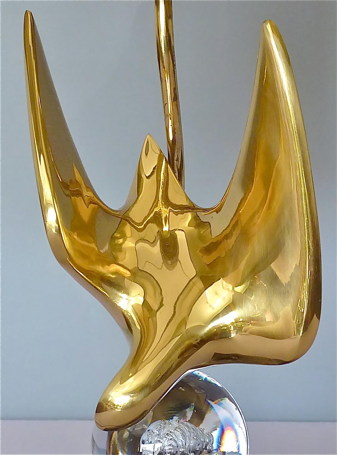 French Abstract Bird Sculptural Signed Bronze Table Lamp by Philippe Jean 55/300 For Sale 3