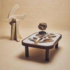 Escultura abstracta francesa en piedra caliza, años 70