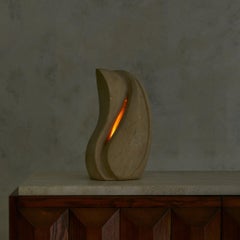 French Abstract Limestone Table Lamp by Albert Tormos, 1970s