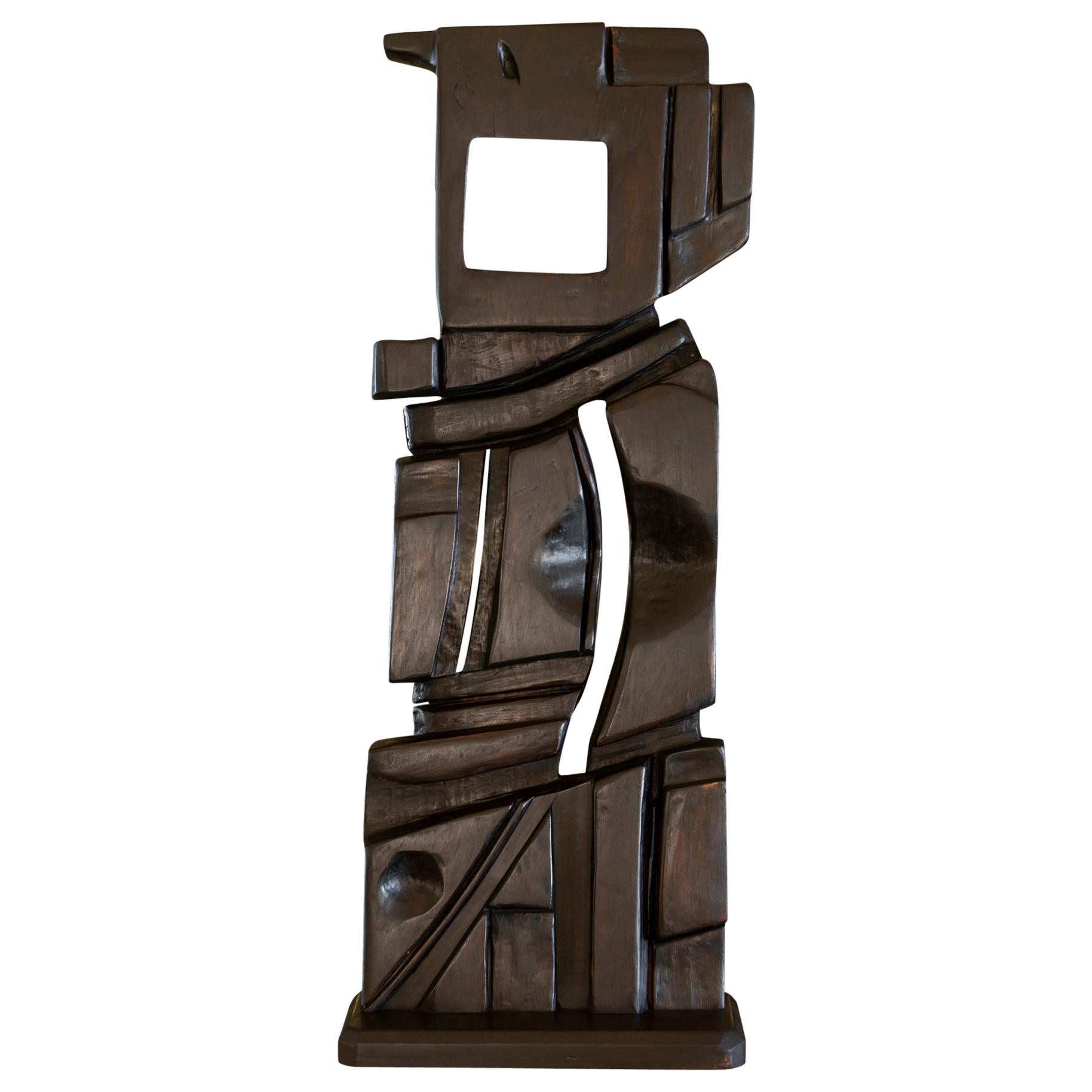 French Abstract Modernist Carved Wood Sculpture, circa 1960s, Artist Unknown