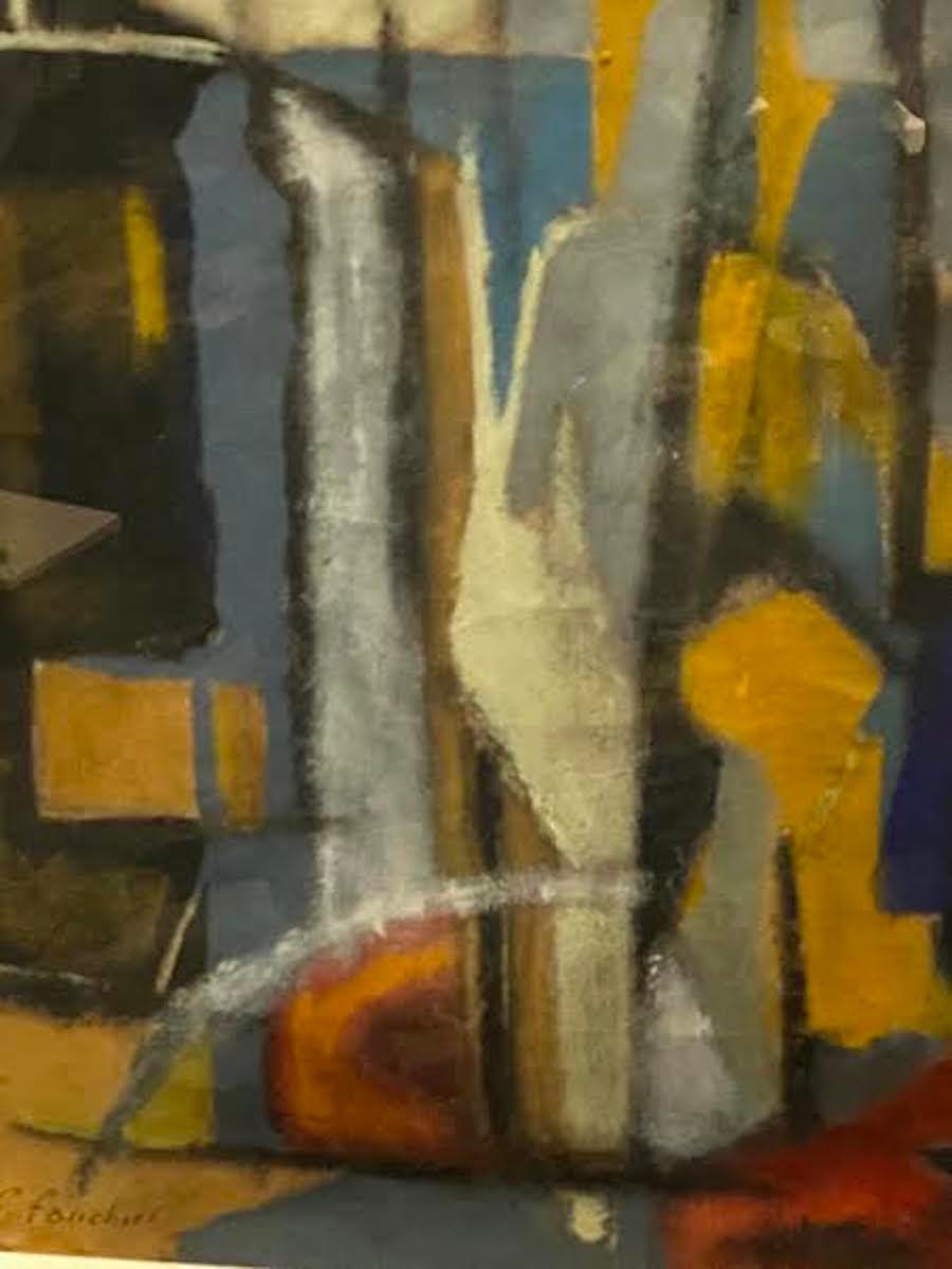 Mehrfarbiges abstraktes Gemälde, Frankreich, Mitte des Jahrhunderts (20. Jahrhundert) im Angebot