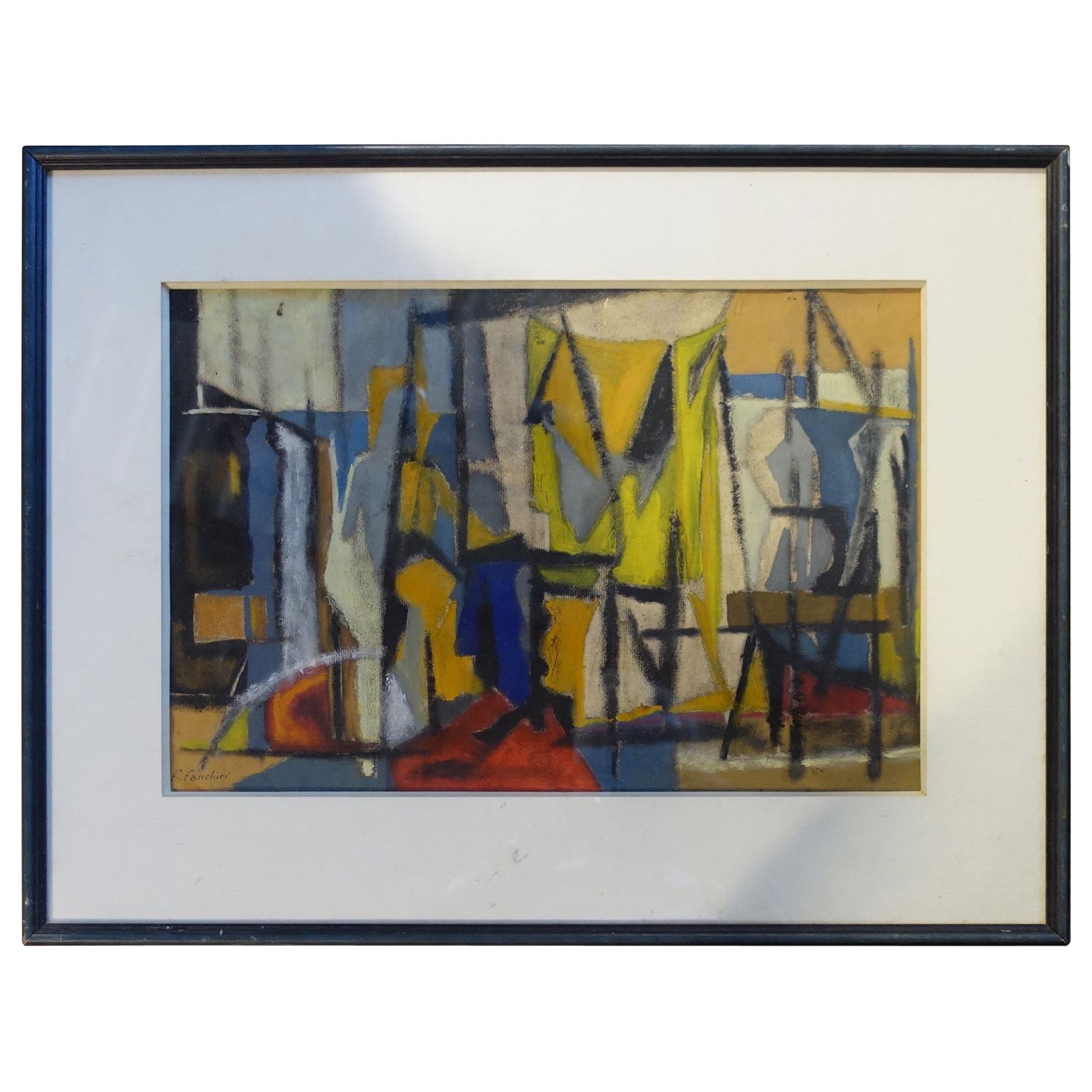 Multi Colored Abstract Painting, France, Midcentury For Sale