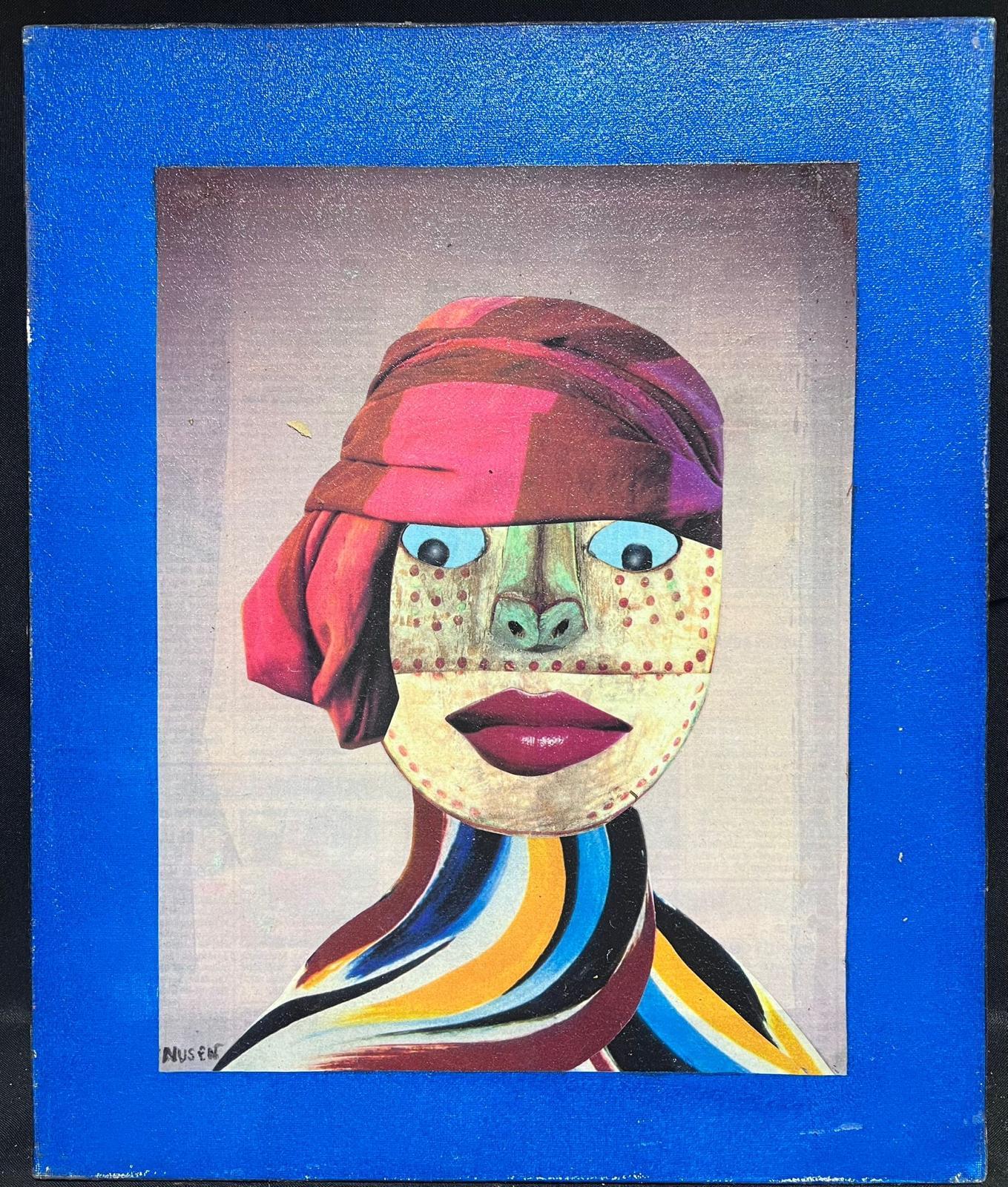 Figure surréaliste abstraite française des années 1980 Huile originale Couleurs vives étonnantes - Painting de French abstract