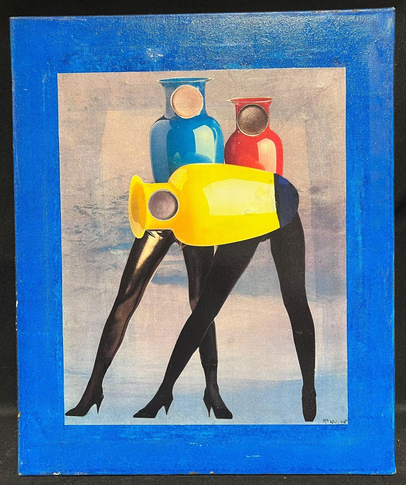1980's French Abstract Surrealist Original Oil Amazing Bright Color Figures  - Painting by French abstract