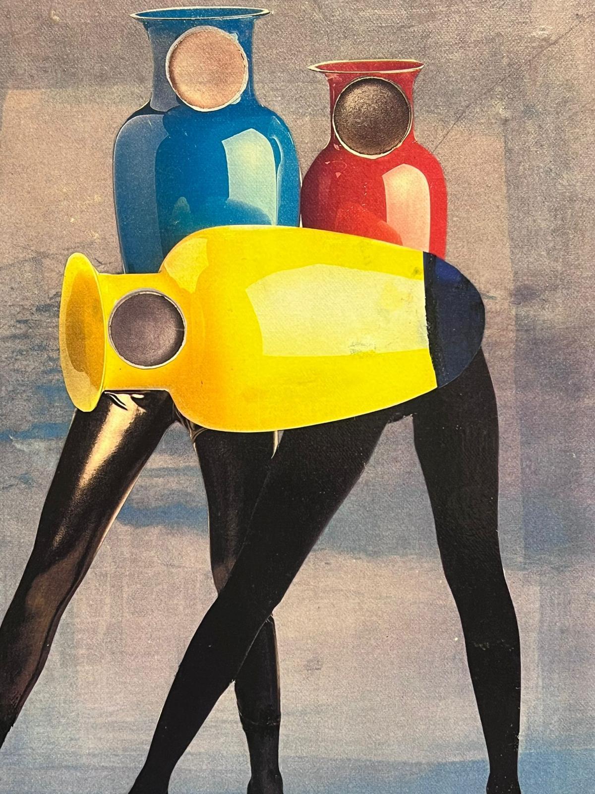 1980er Jahre Französisch Abstrakt Surrealist Original Öl Erstaunlich helle Farbe Figuren  im Angebot 2