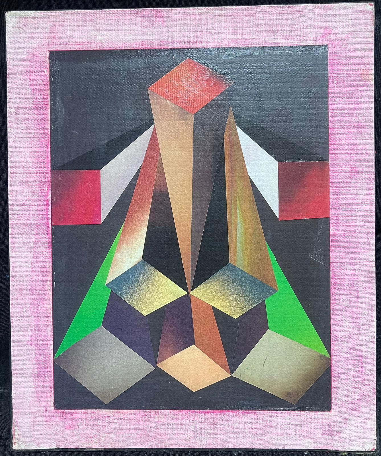 Grande huile surréaliste française des années 1980 - Painting de French abstract