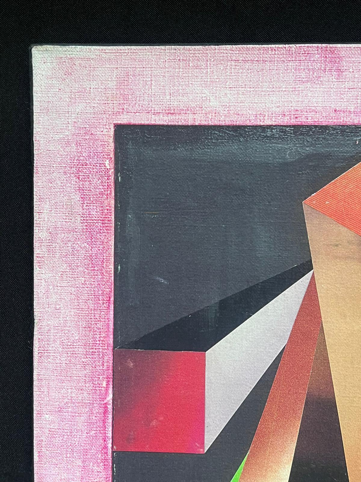 Grande huile surréaliste française des années 1980 - Abstrait Painting par French abstract
