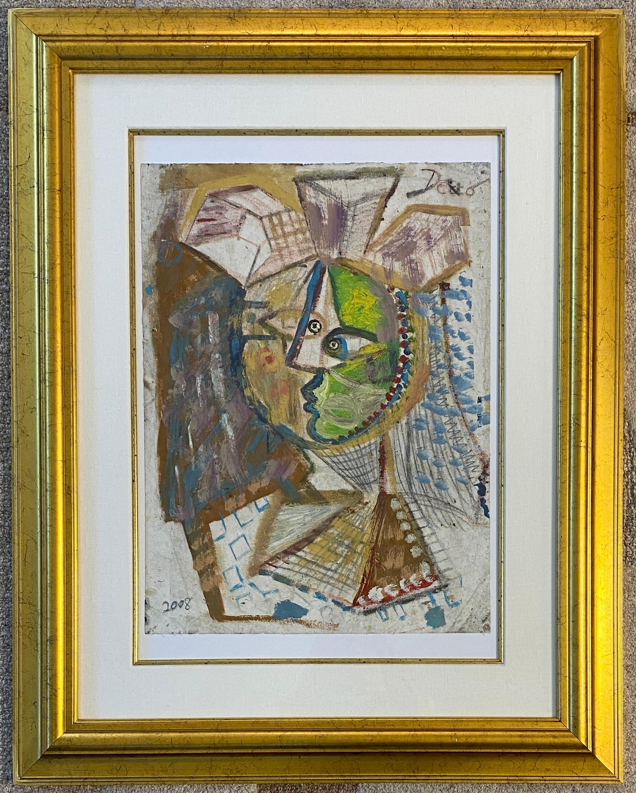Mehrfarbiges Gemälde im Picasso-Stil, signiert
Von einem französischen Künstler, Anfang des 21. Jahrhunderts
Abstrakte französische Malerei 

Signiert vom Künstler in der oberen rechten Ecke
Datiert 2008
Gemälde auf Papier, gerahmt

Maße: 30 1/2