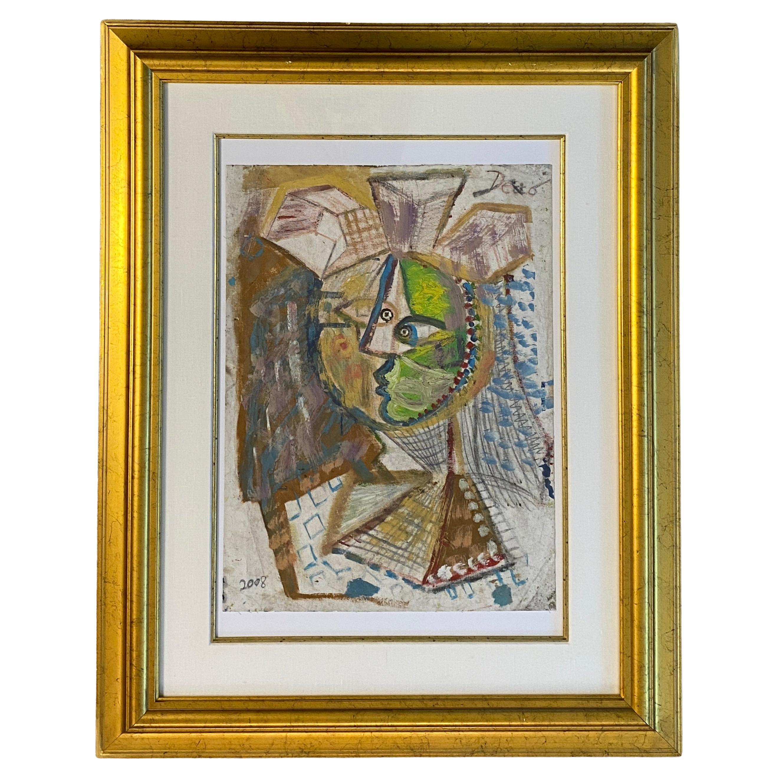Französische abstrakte Malerei im Picasso-Stil, französische kubistische Malerei in der Manier von Picasso im Angebot