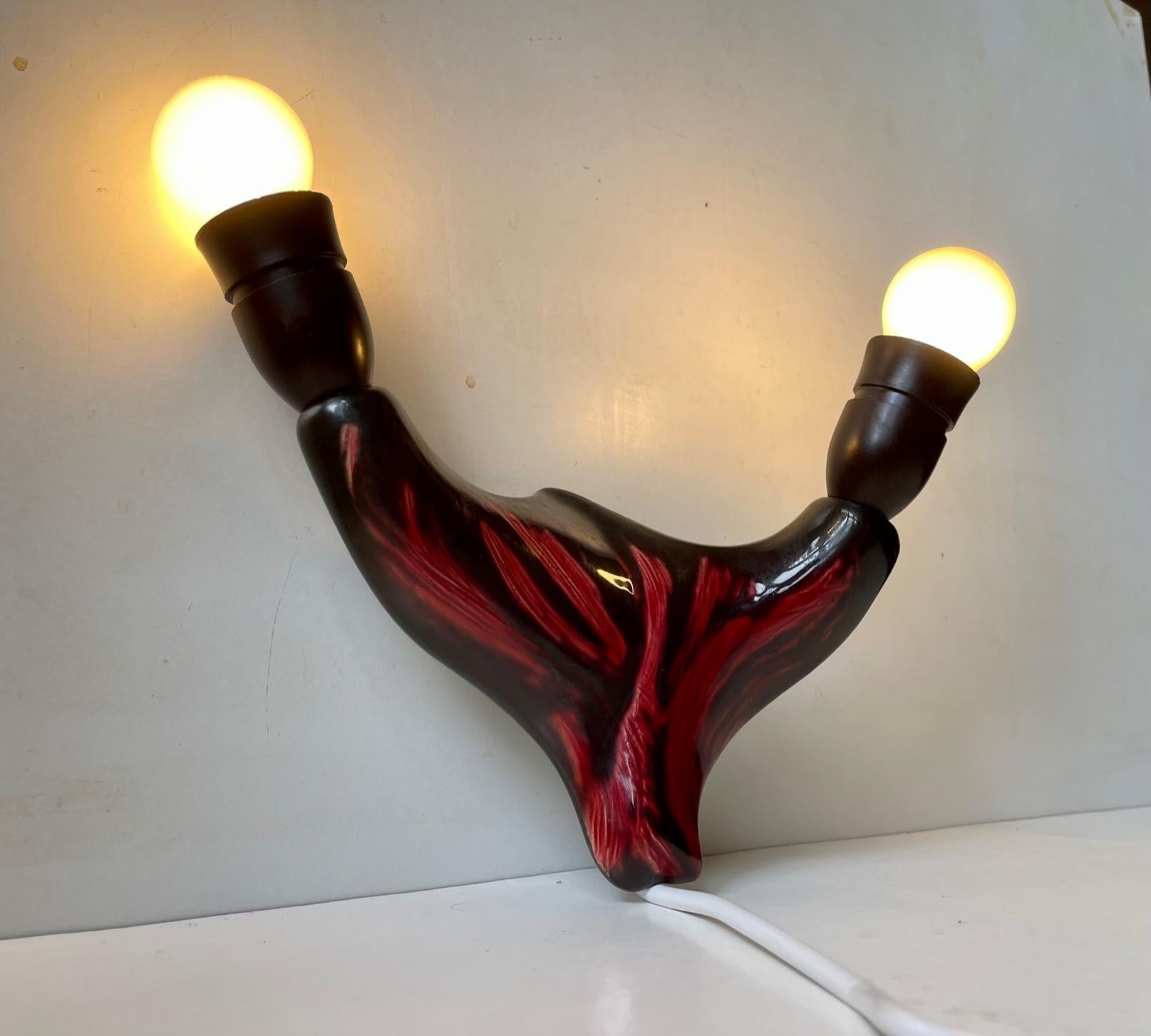 French Abstract Wall Sconce in Glazed Ceramic, 1960s For Sale 5