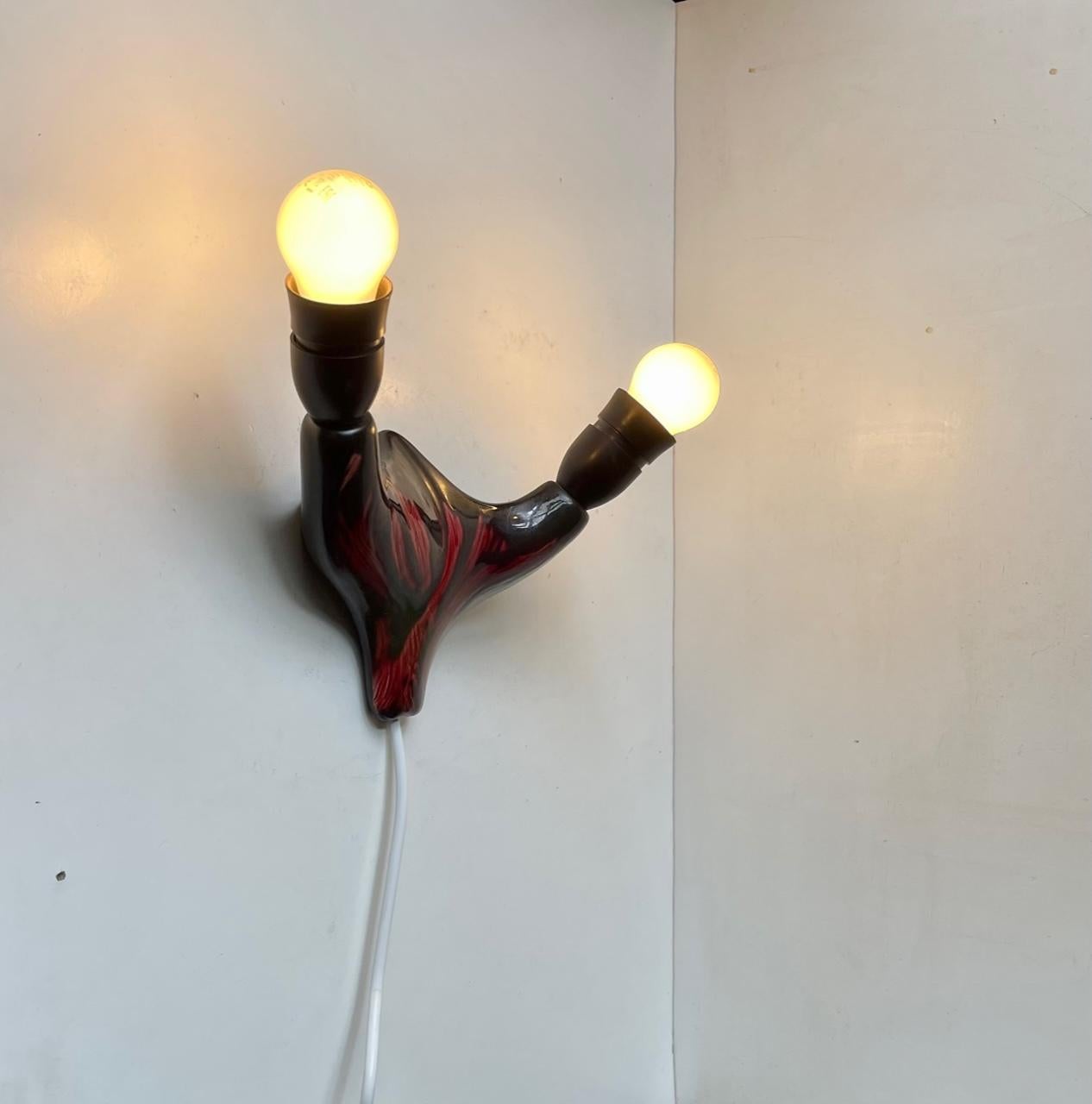 French Abstract Wall Sconce in Glazed Ceramic, 1960s For Sale 2