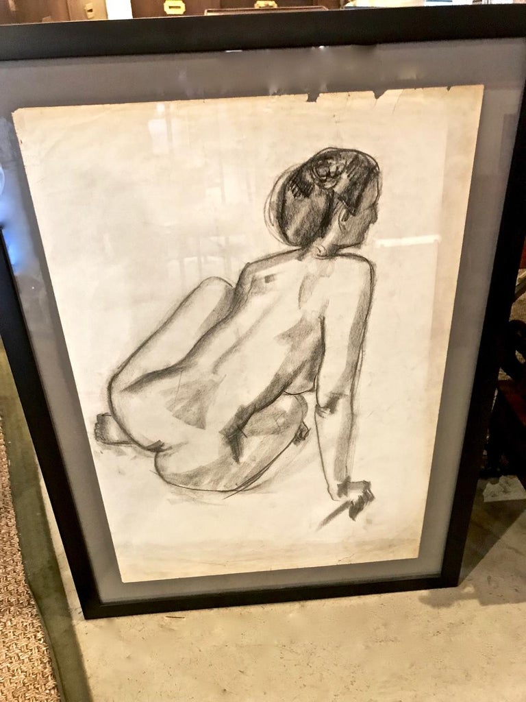 Paper French Academic Drawing, circa 1945-50 For Sale