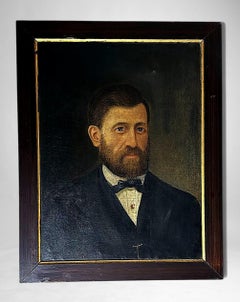 Französisches akademisches Porträt eines eleganten Herrn, Öl auf Leinwand