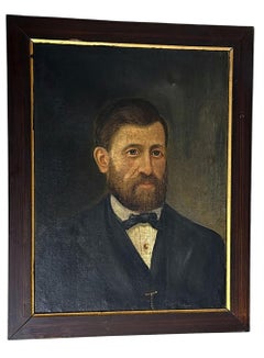 Französisches akademisches Porträt eines eleganten Herrn, Öl auf Leinwand