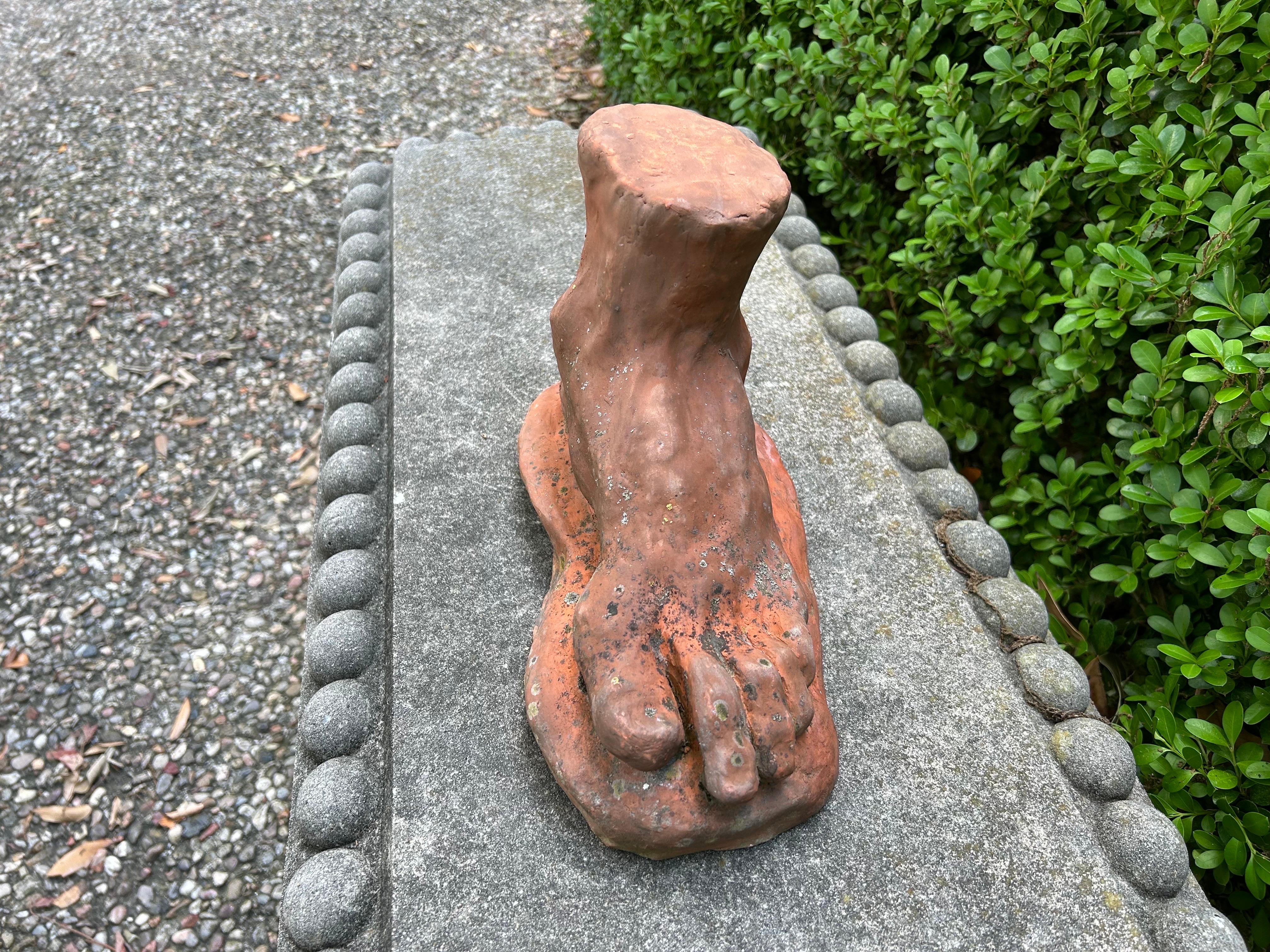 French Terracotta Academic Sculpture Of A Foot In Good Condition For Sale In Houston, TX