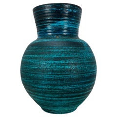 French Accolay ceramic vase, blue Gauloise, 1960's