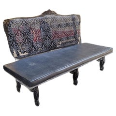 French Acrila Sofa Black gray neobaroque  in fiberglass